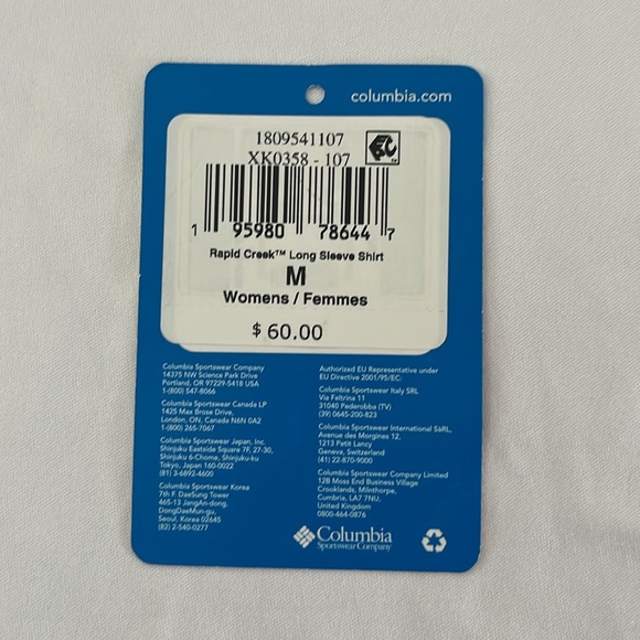 Columbia women's rapid creek long-sleeve top shirt white pink logo M omni shade - Picture 13 of 16